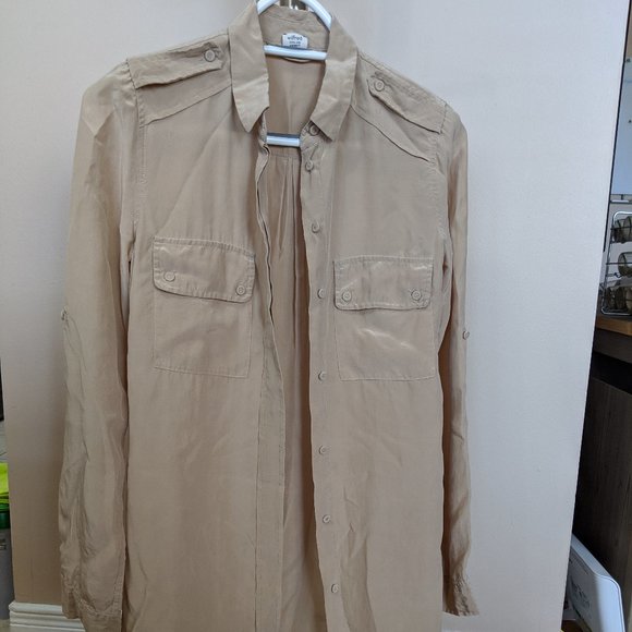Aritzia Solid silk nude military tunic - Picture 1 of 2
